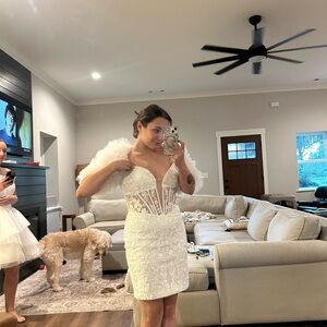 Jovani White Lace Wedding Dress